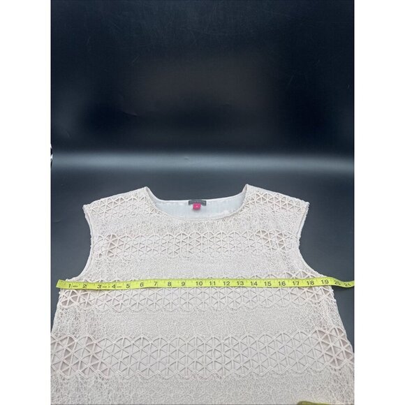 Vince Camuto Women’s Pink Sleeveless Shell w/ Lace-Style Overlay Sz M Business - Picture 8 of 9